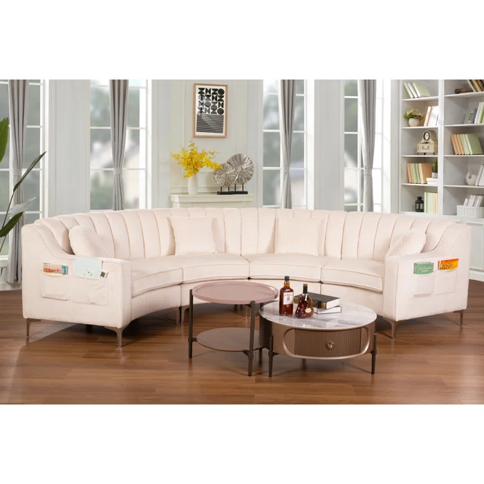 Luxe Comfort Wide Velvet Symmetrical Modular Corner Sectional