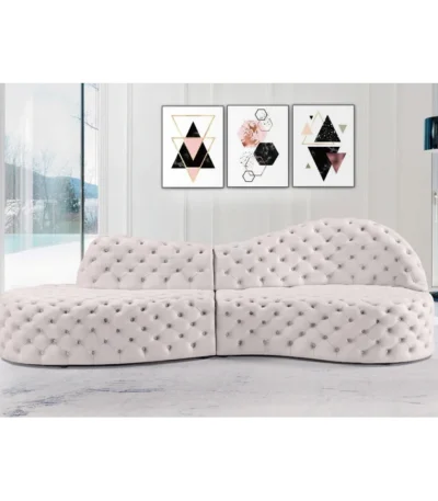 Luxurious Modern Curvy 2-Piece Velvet Sectional with 4 Seating Capacity