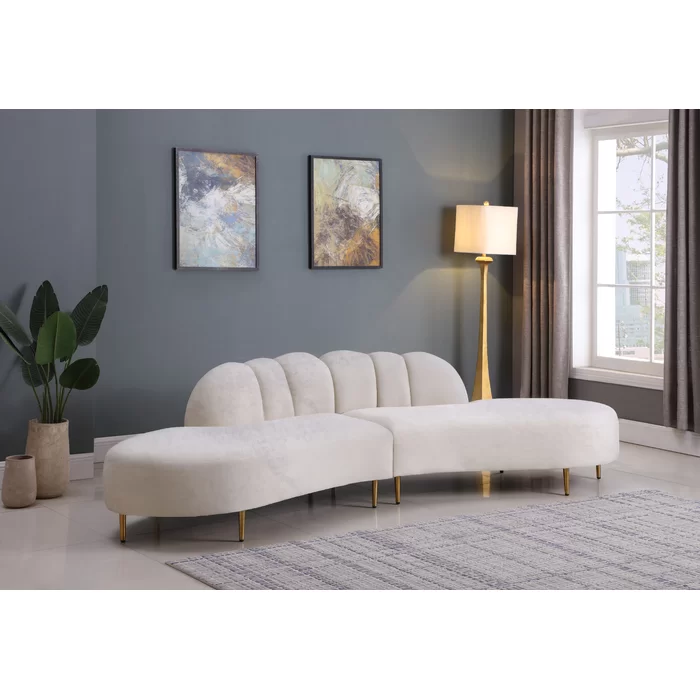 Luxurious Modern 4-Seater 2-Piece Velvet Sectional: Divine Comfort for Your Home