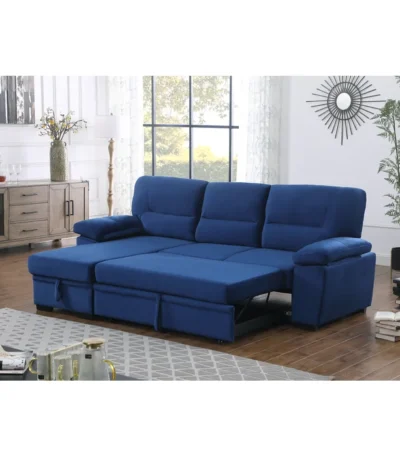 Velvet 3-Seater Sleeper Sectional: Modern Comfort with Hidden Storage