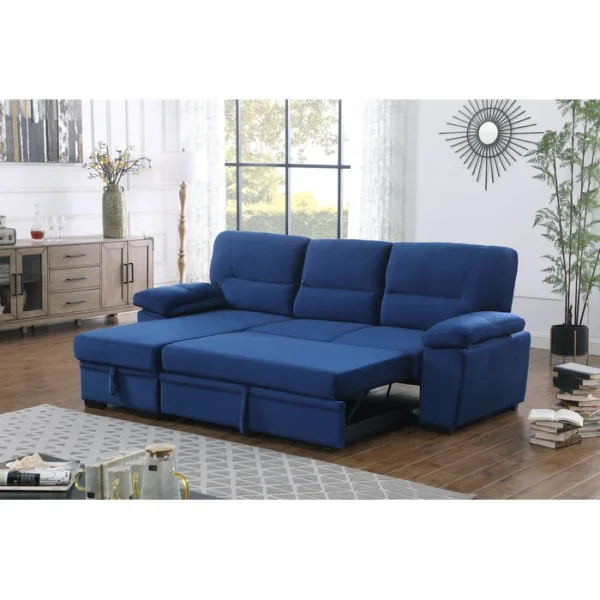 Velvet 3-Seater Sleeper Sectional: Modern Comfort with Hidden Storage