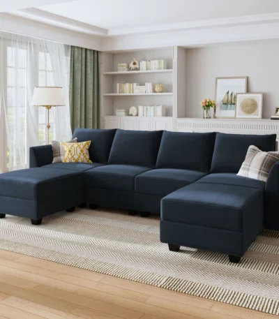 Elegant 6-Seater Velvet Sectional Sofa