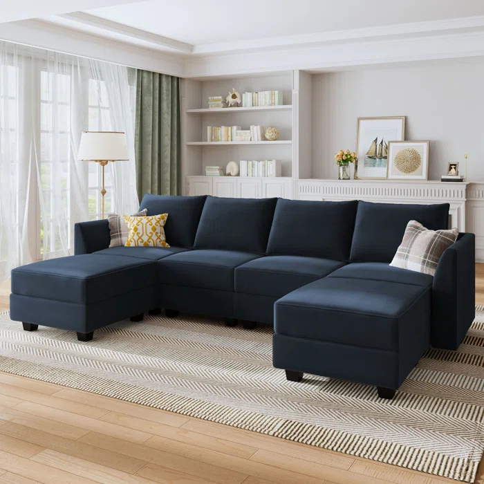 Elegant 6-Seater Velvet Sectional Sofa