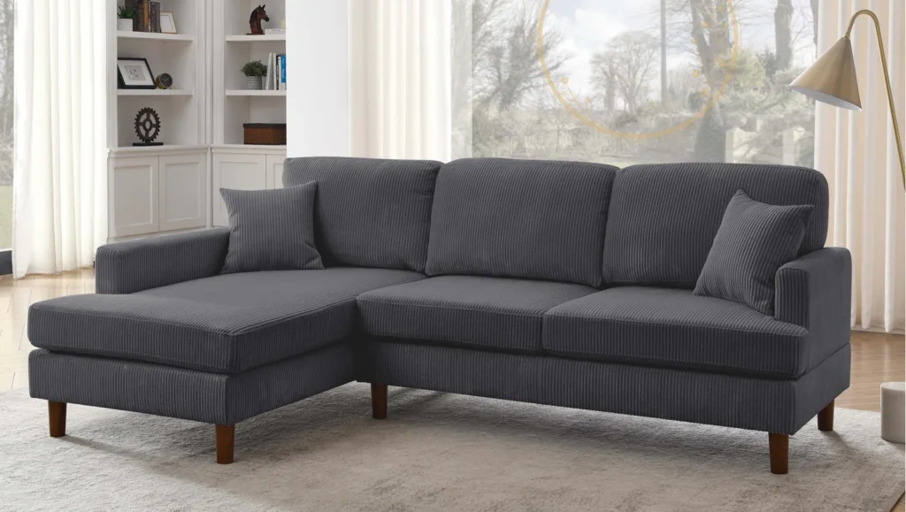 Avva 2-Piece Corduroy Modular Sectional and Chaise Set