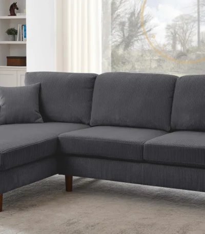 Avva 2-Piece Corduroy Modular Sectional and Chaise Set