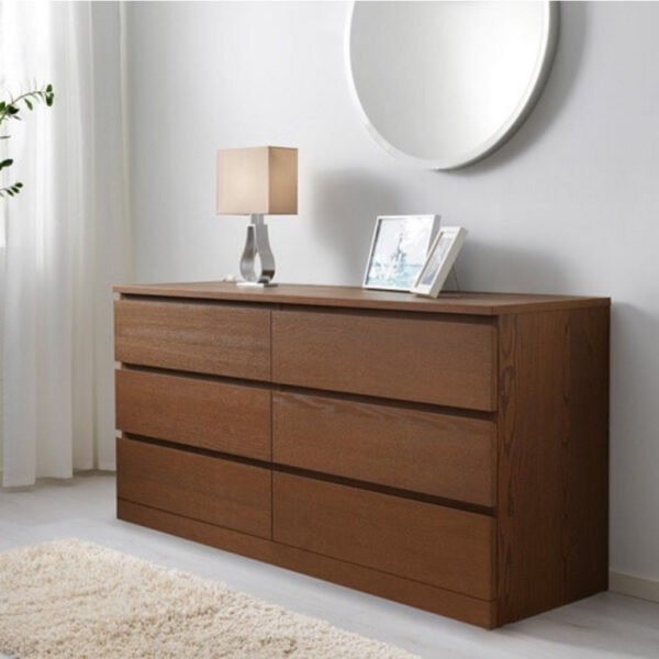 Brown Counter Wood Drawers Unit - 6 Drawers - 78x156x45 cm