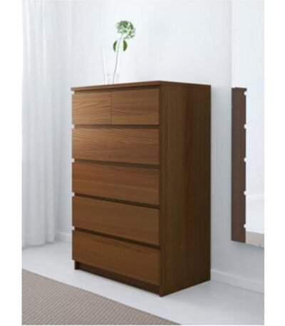 Brown Counter Wood Drawers Unit - Chic Storage Solution - 123x80x45 cm