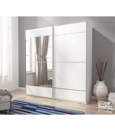 Chic MDF Wood Wardrobe - 2 Doors White - 210x200x50 cm