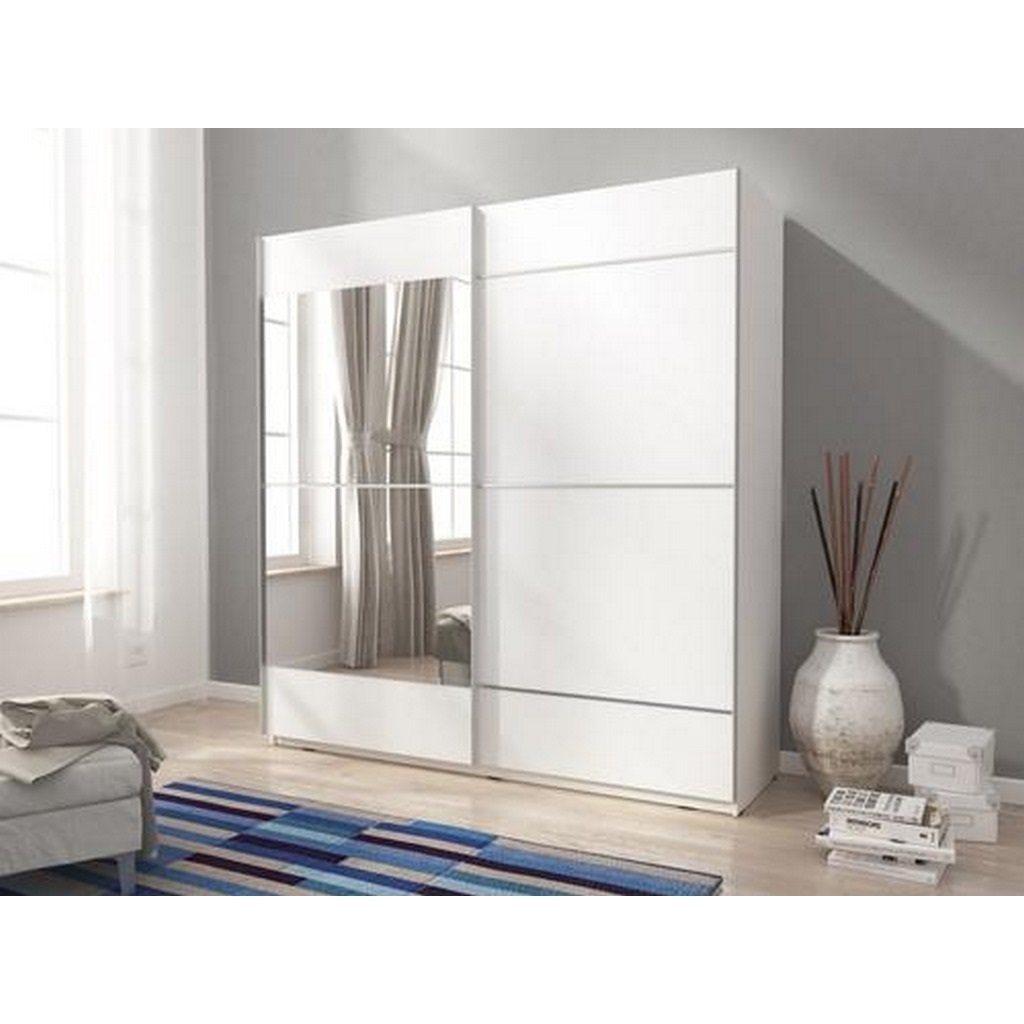 Chic MDF Wood Wardrobe - 2 Doors White - 210x200x50 cm