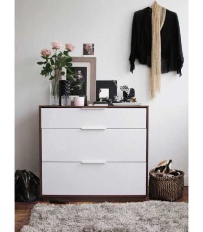 Contemporary Elegance White and Brown MDF Wood 3-Drawer Unit - 90x80x40 cm