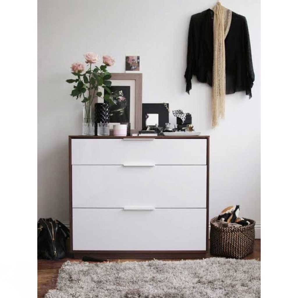 Contemporary Elegance White and Brown MDF Wood 3-Drawer Unit - 90x80x40 cm