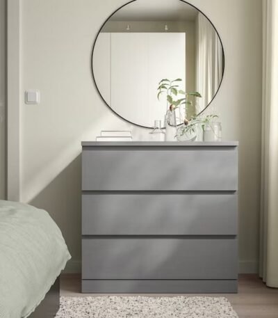 Contemporary Storage Essential: Grey Counter Wood Drawers Unit - 3 Drawers - 78x80x45 cm