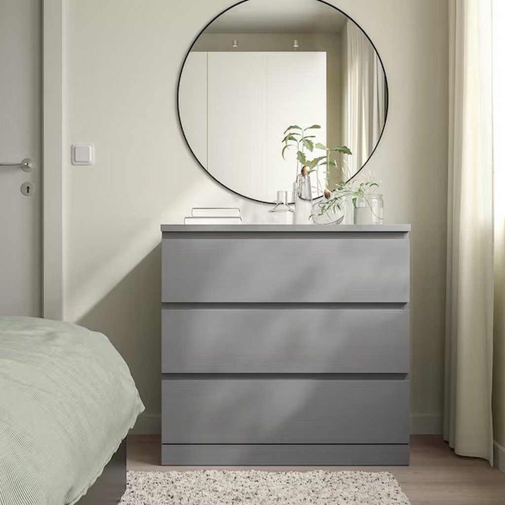 Contemporary Storage Essential: Grey Counter Wood Drawers Unit - 3 Drawers - 78x80x45 cm