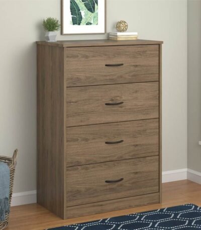 Contemporary Storage Solution Brown MDF 4-Drawer Unit - 100×60×40 cm