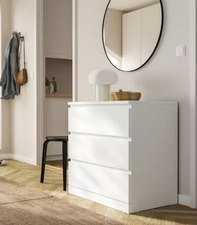 Contemporary White Counter Wood 3-Drawer Unit - 78x80x45 cm