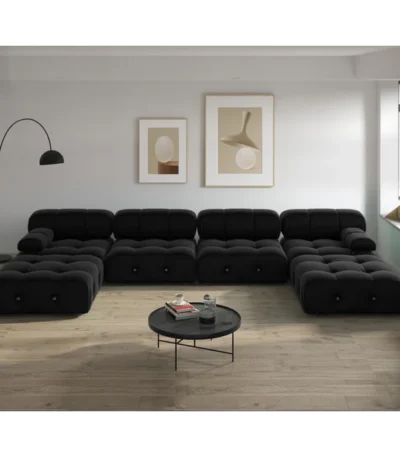 Cylar 6-Seater Velvet Reversible Modular Sofa & Chaise with Ottoman Luxurious Comfort for Your Living Space