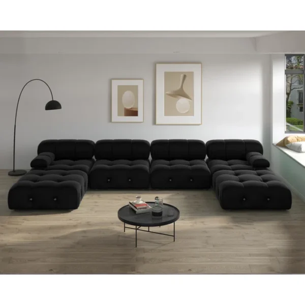 Cylar 6-Seater Velvet Reversible Modular Sofa & Chaise with Ottoman Luxurious Comfort for Your Living Space