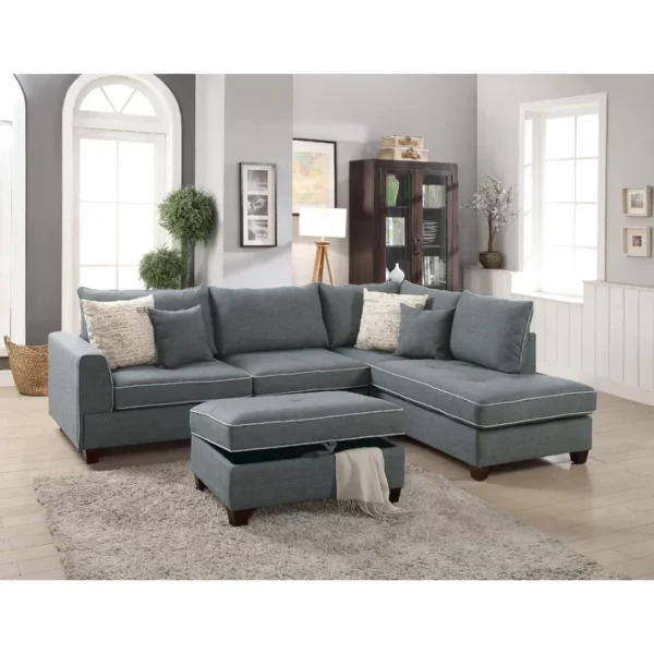 Darlington 4-Seater Red Upholstered Sectional: A Stylish Haven for Movie Nights