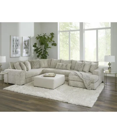 Opulent Doneshia 5-Seater Upholstered Teddy Bear Soft Fabric Sectional with Chaise