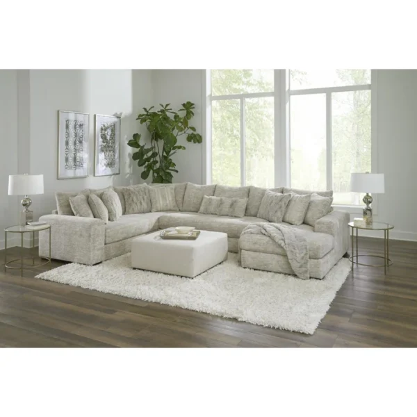 Opulent Doneshia 5-Seater Upholstered Teddy Bear Soft Fabric Sectional with Chaise