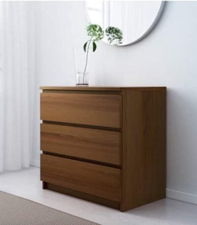 Elegant Storage Solution Brown Counter Wood 3-Drawer Unit - 78x80x45 cm