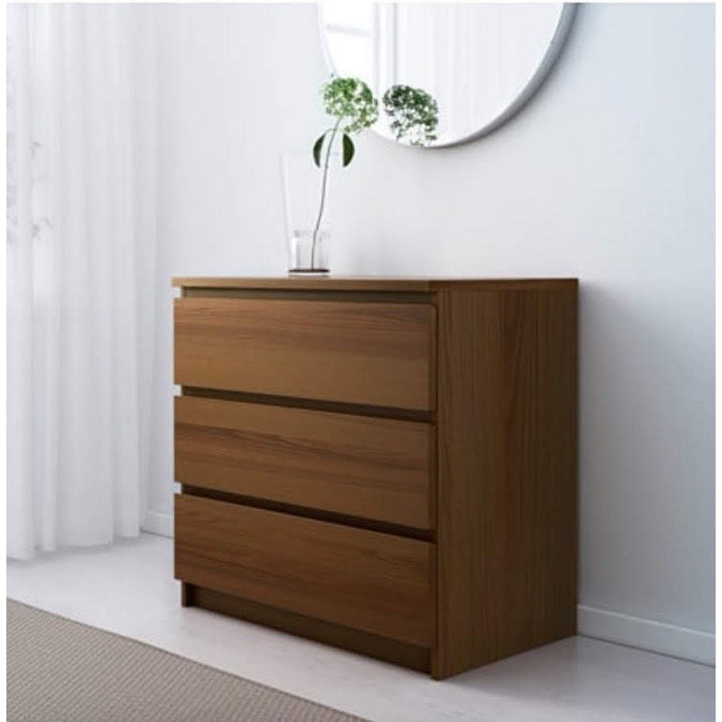 Elegant Storage Solution Brown Counter Wood 3-Drawer Unit - 78x80x45 cm