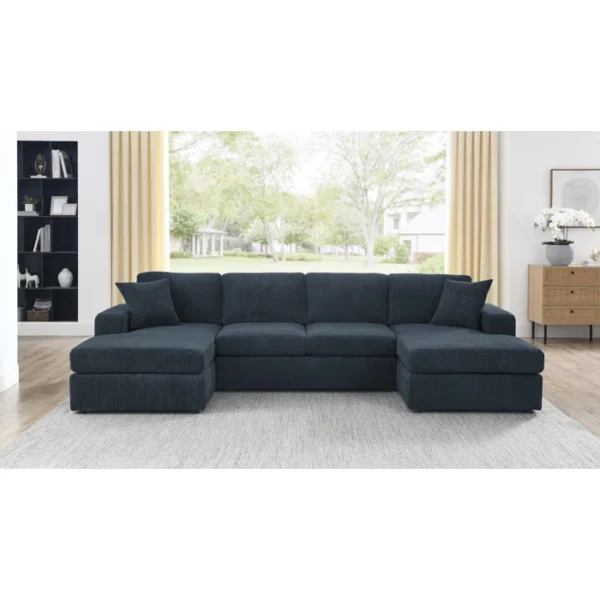 Loette 3-Piece Corduroy Sectional Sofa Set with 5 Seating Capacity