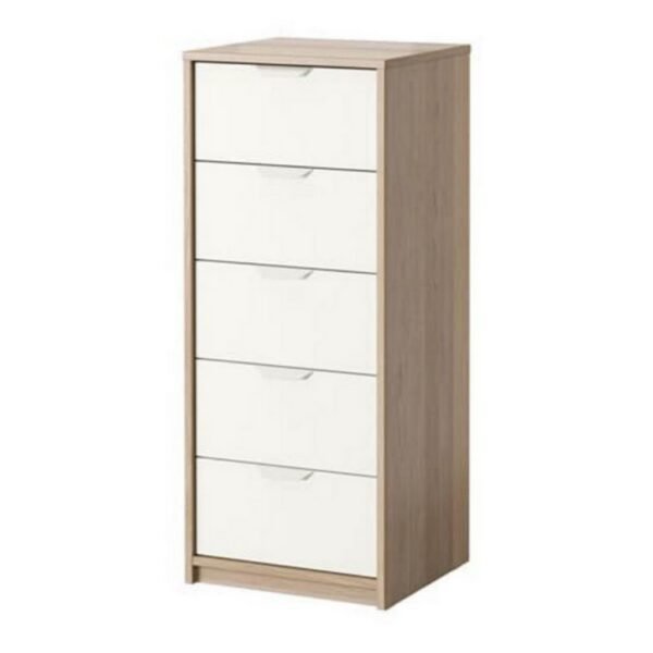 Luxurious MDF Wood 5 Drawers Unit - Brown and White - 104×40×43 cm