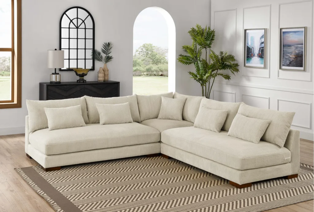 Pavia 3-Piece Corduroy Modular Sectional Sofa Set for 5 Seaters