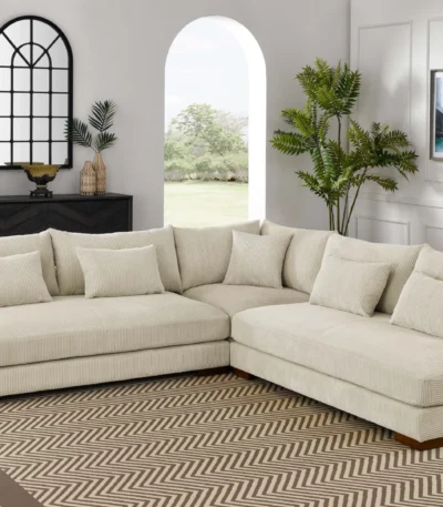 Pavia 3-Piece Corduroy Modular Sectional Sofa Set for 5 Seaters