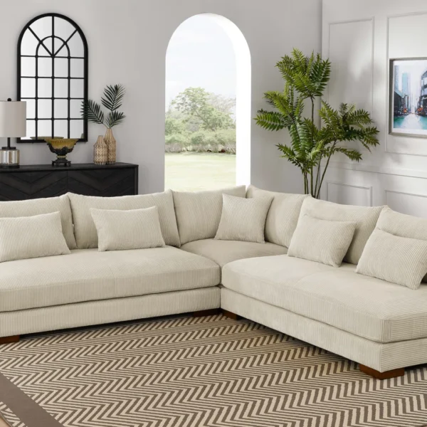 Pavia 3-Piece Corduroy Modular Sectional Sofa Set for 5 Seaters