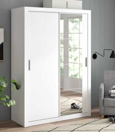 Sleek White MDF Wardrobe - 2 Doors - Modern Storage Solution 120x200x50 cm