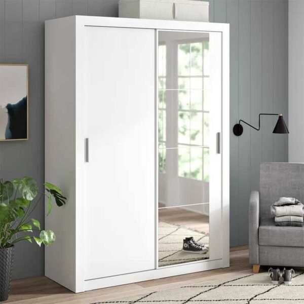 Sleek White MDF Wardrobe - 2 Doors - Modern Storage Solution 120x200x50 cm