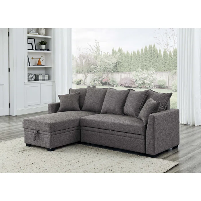 Teha Upholstered Sectional Sofa Bed with Chaise Storage